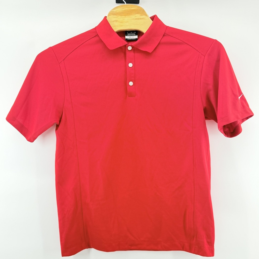 Nike Golf Polo Shirt Mens Medium Red Dri-FIT Performance Athletic Lightweight